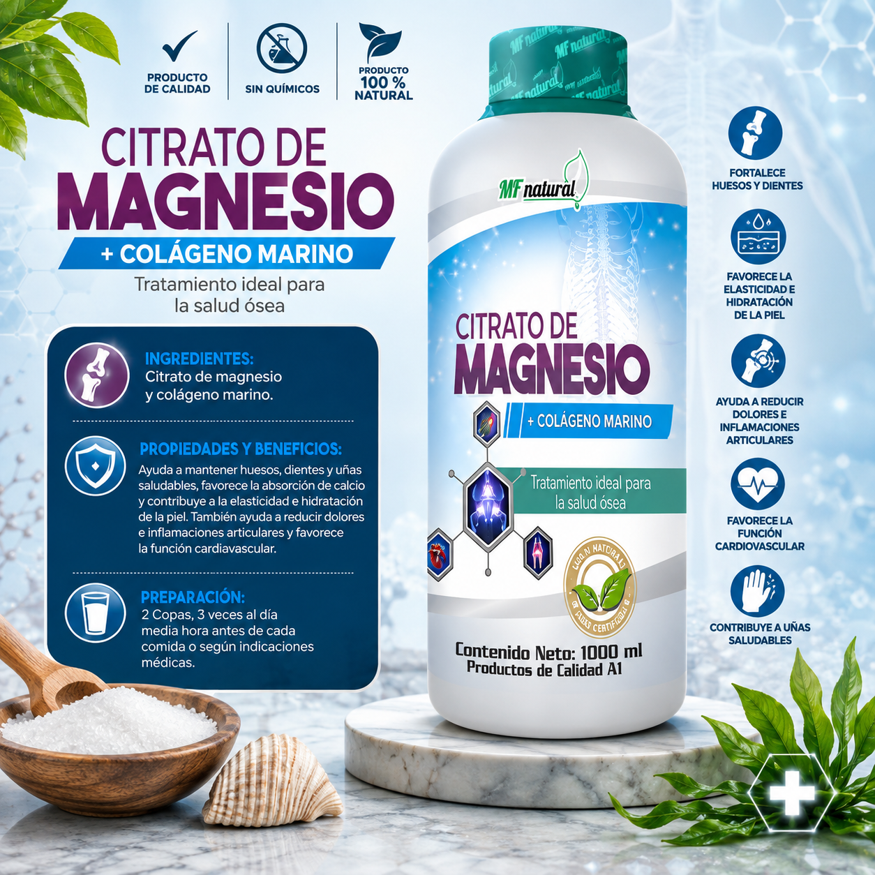Citrato de Magnesio + Colágeno Marino