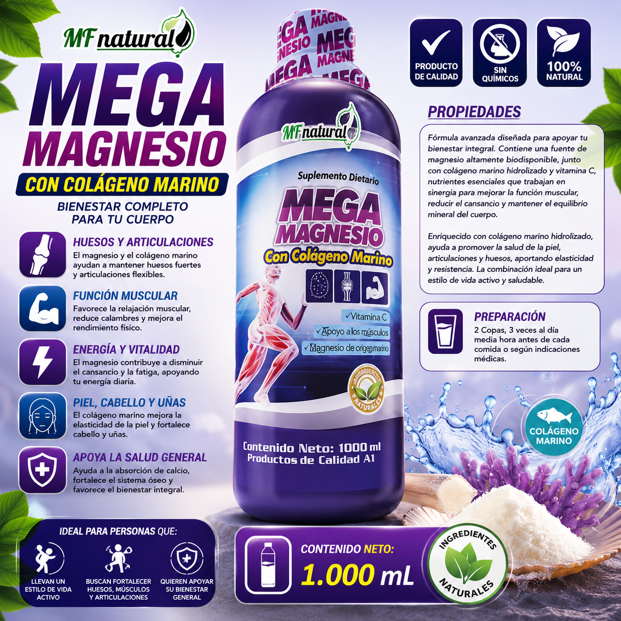 Mega Magnesio + Colágeno Marino