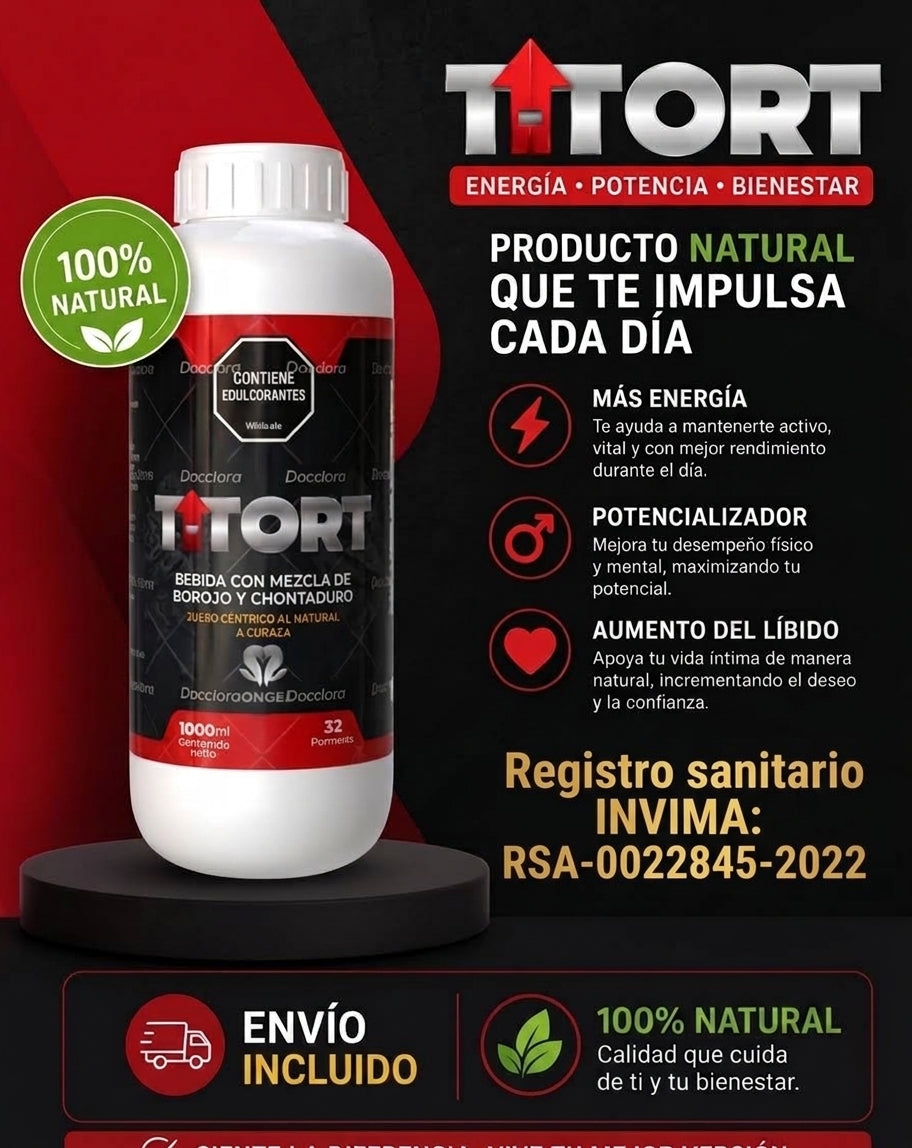 TITORT – Energizante y Multivitamínico Natural con Borojó y Chontaduro (1000 mL)